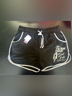 Got Ink? Black Shorts with White Trim and Drawstring